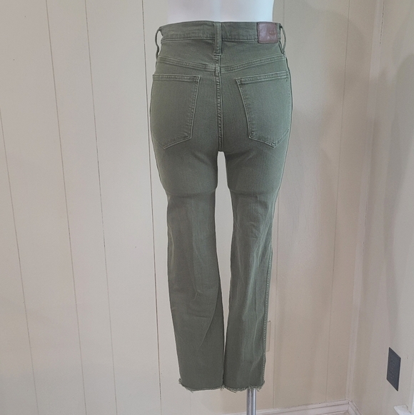 Madewell High-Rise Skinny Jeans Raw Hem Olive Moss Green Women's Size 27 - Picture 7 of 13